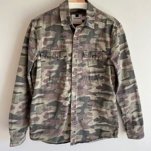 Topman Mens Camo Shacket Camouflage Button Down Shirt Size M Long Sleeve Utility